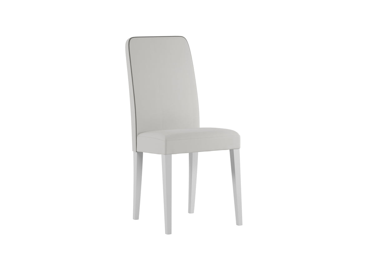 Dining Chair Anita Faux Leather White / Grey Domestica – Three Quarter View on White