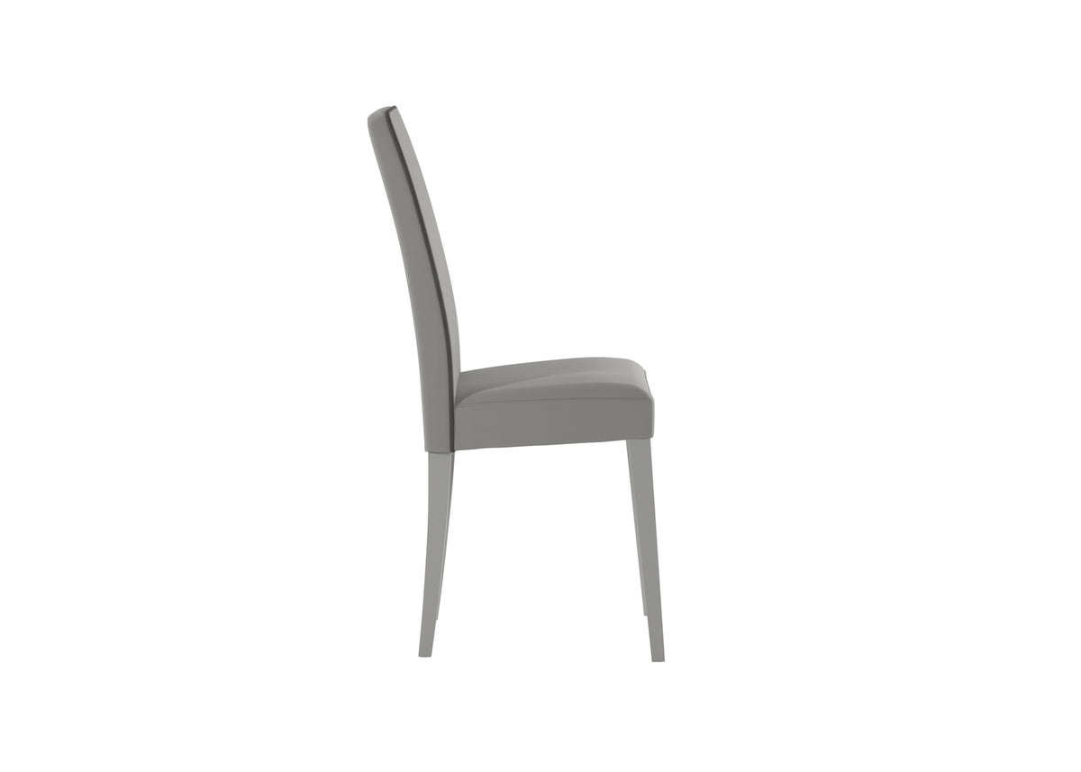Dining Chair Anita Faux Leather Light Grey / Dark Grey Domestica – Side View on White