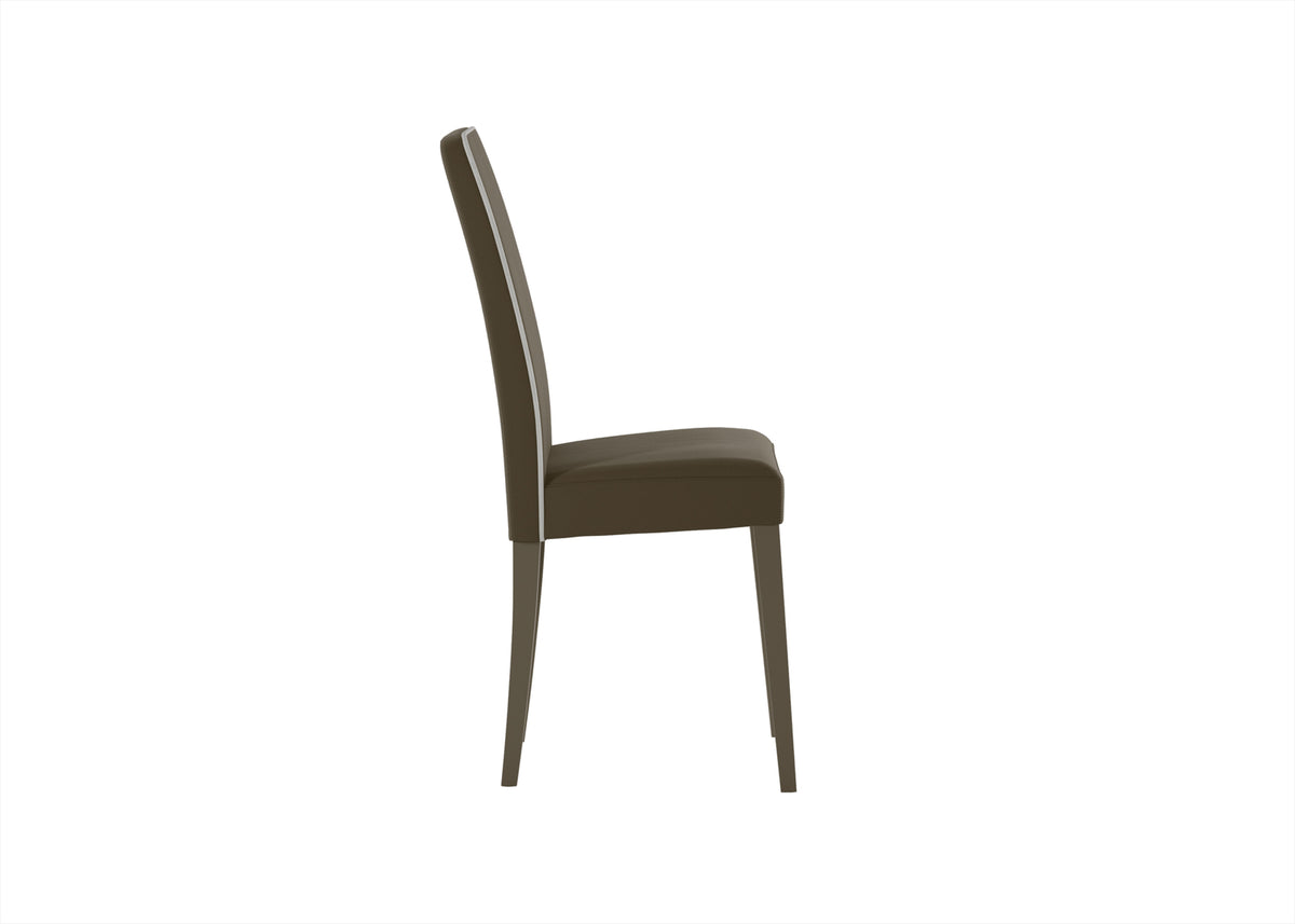 Dining Chair Anita Faux Leather Taupe / White Domestica – Side View on White