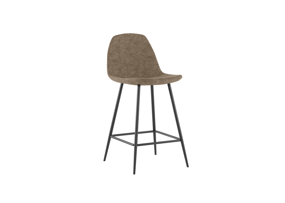 Counter Stool Brigitte Taupe Domestica – Three Quarter View on White