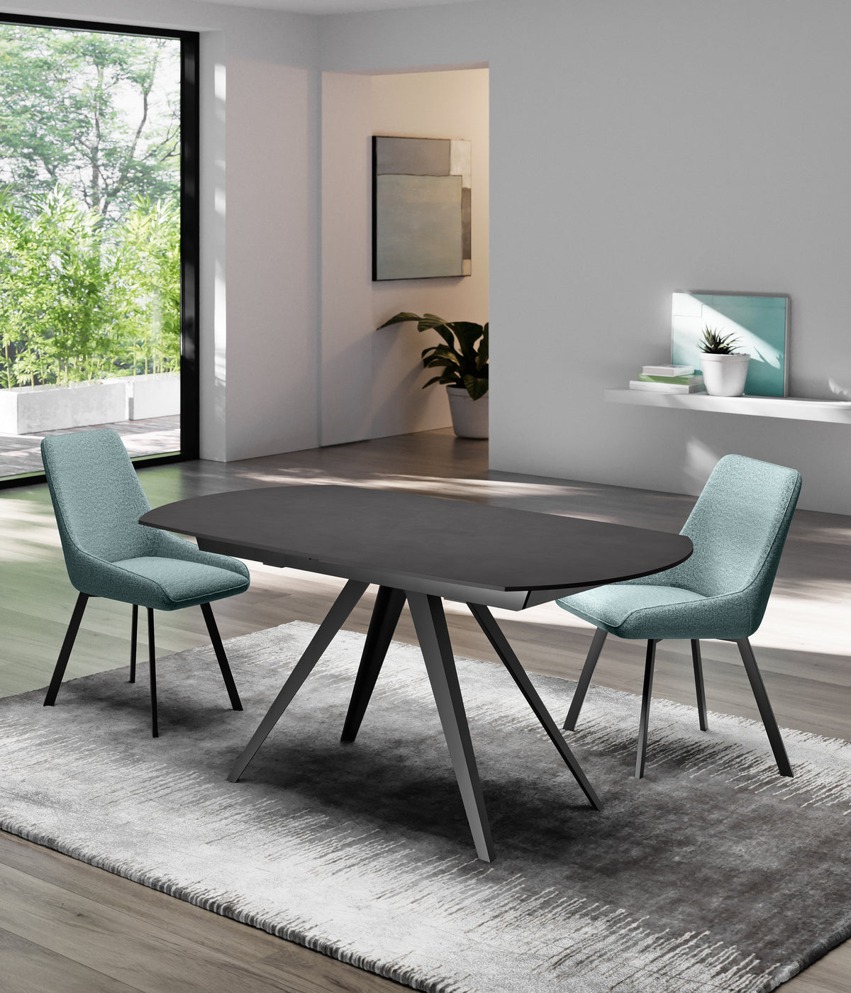 Extendable Dining Table Kyoto 120-180 cm Ceramic Dark Grey Concrete / Black Domestica – Lifestyle