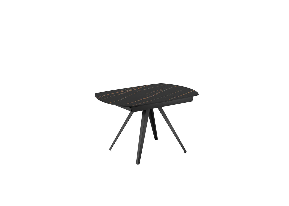 Extendable Dining Table Kyoto 120-180 cm Ceramic Black Portoro / Black Domestica – Product View on White