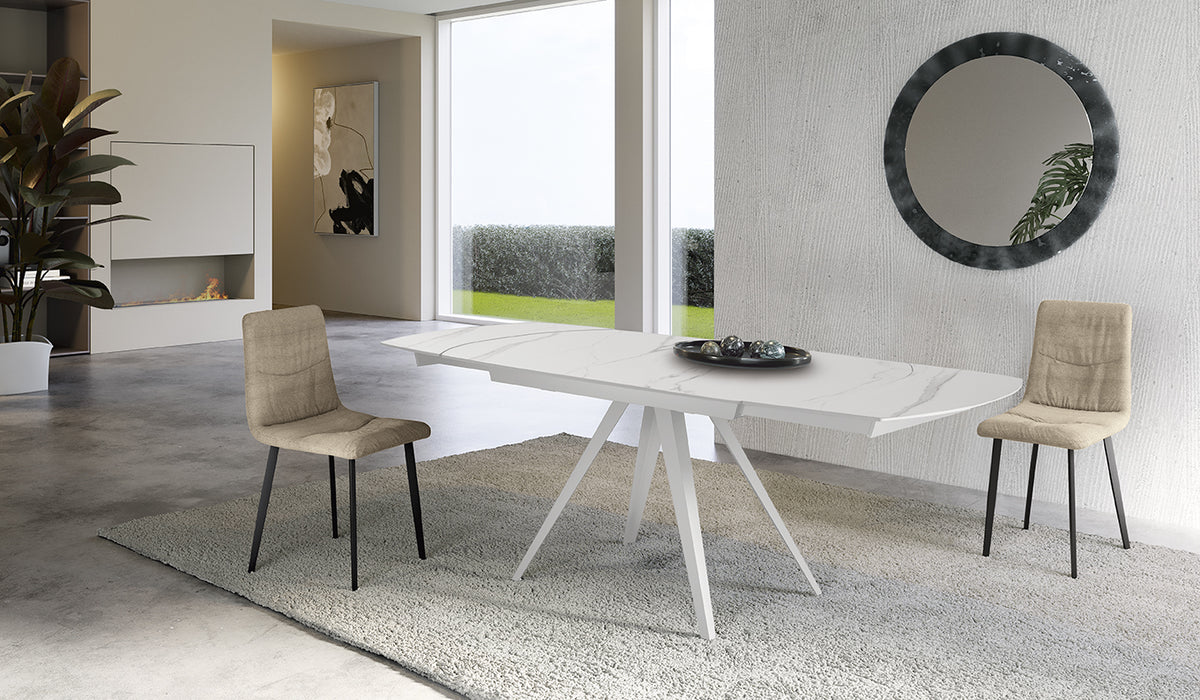 Extendable Dining Table Kyoto 140-200 cm Ceramic Calacatta White / White Domestica – Lifestyle
