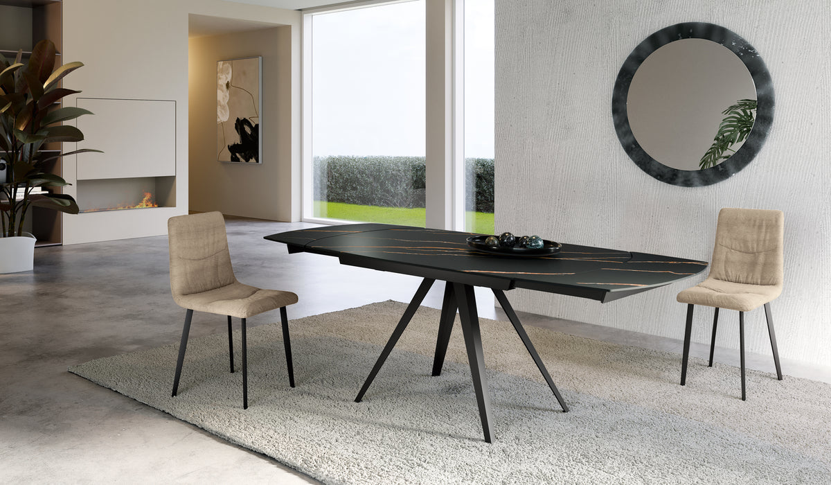 Extendable Dining Table Kyoto 140-200 cm Ceramic Black Portoro / Black Domestica – Lifestyle