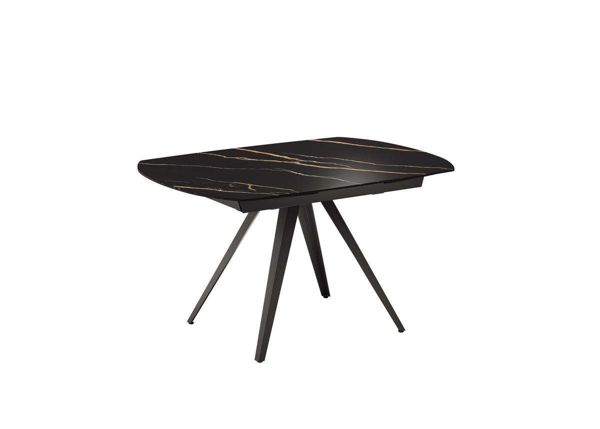Extendable Dining Table Kyoto 140-200 cm Ceramic Black Portoro / Black Domestica – Product View on White