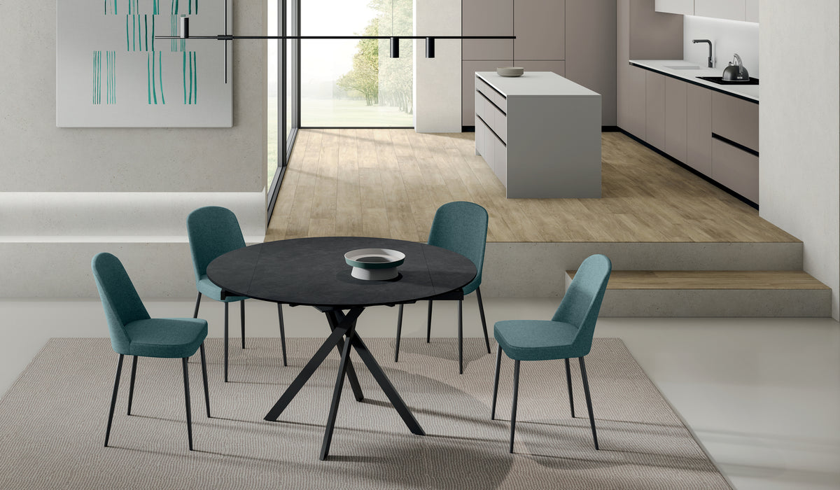Extendable Dining Table Roll 80-120 cm Ceramic Dark Grey Concrete / Black Domestica – Lifestyle