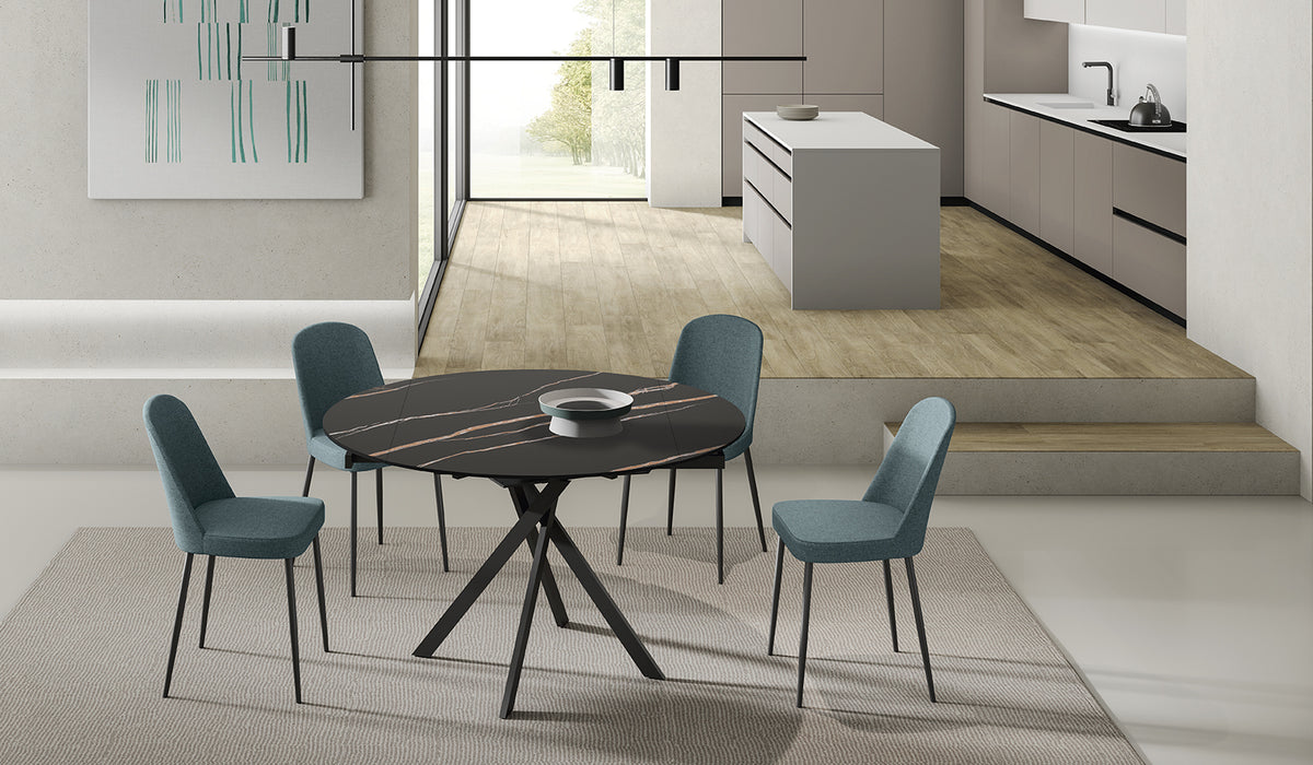 Extendable Dining Table Roll 80-120 cm Ceramic Black Portoro / Black Domestica – Lifestyle