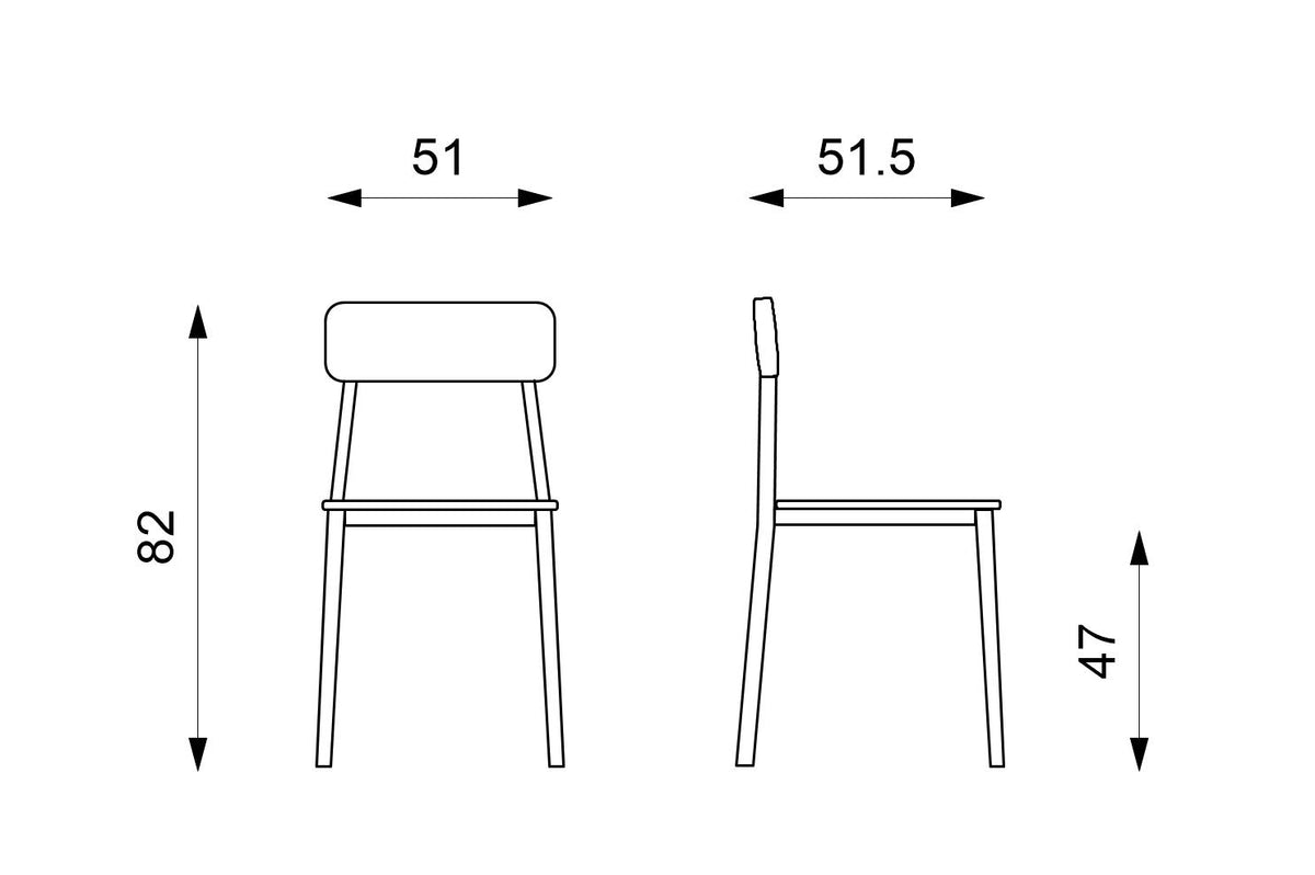Dining Chair Woody White Domestica – Dimensions Drawing