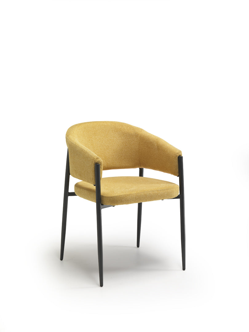 Dining Chair Maya with Armrests Yellow Domestica – Product View on White
