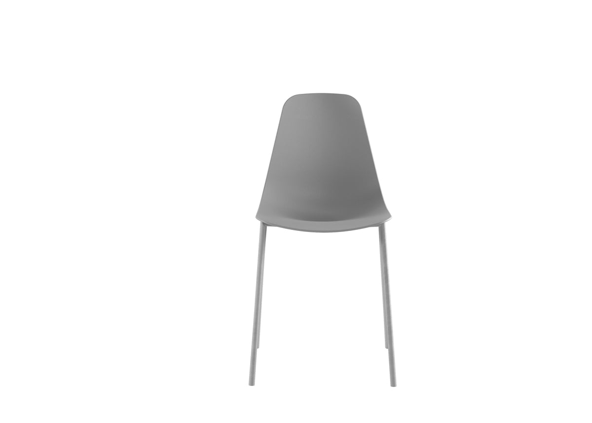 Dining Chair Frida Polypropylene Light Grey Domestica – Front View on White