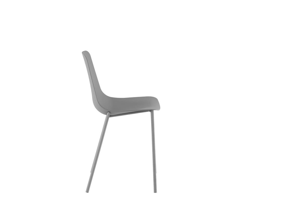 Dining Chair Frida Polypropylene Light Grey Domestica – Side View on White