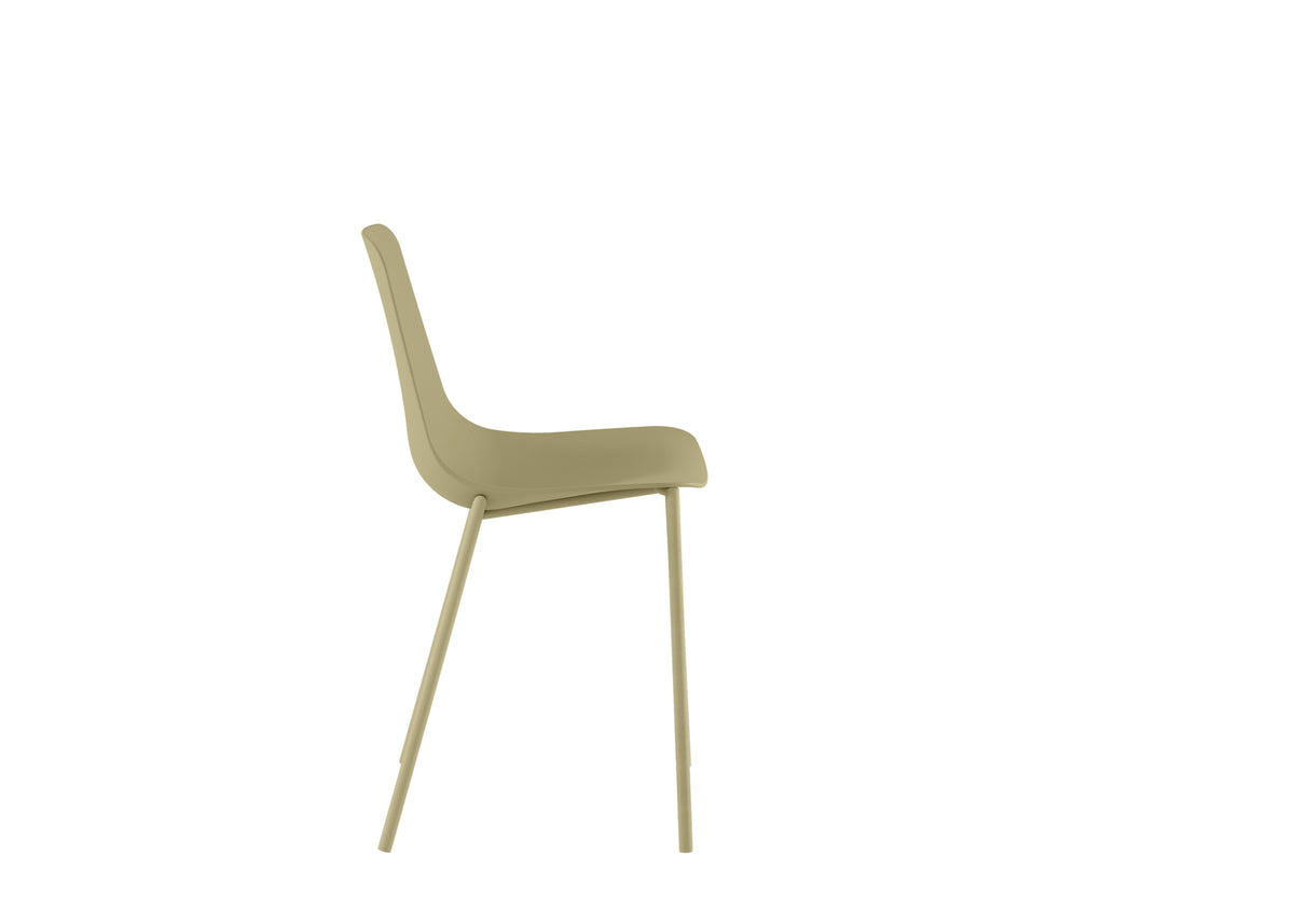 Dining Chair Frida Polypropylene Yellow Domestica – Side View on White