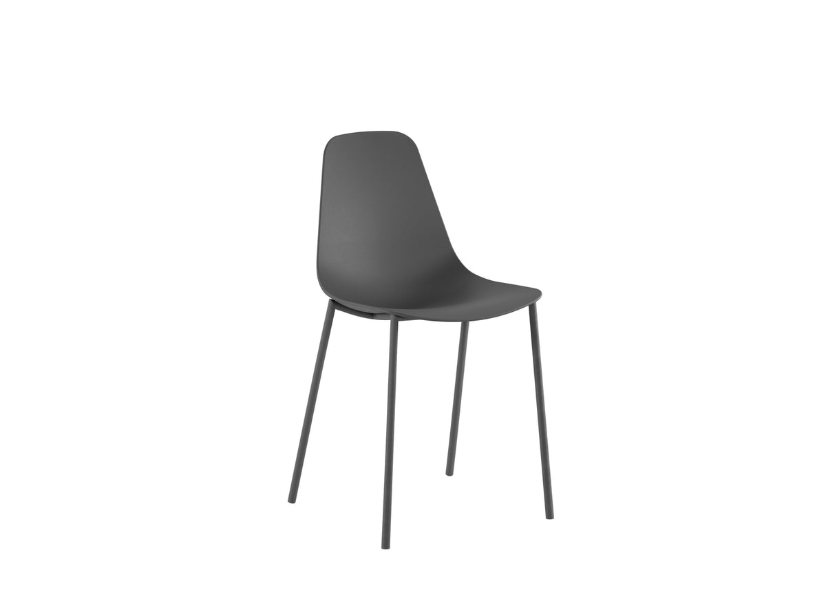 Dining Chair Frida Polypropylene Dark Grey Domestica – Three Quarter View on White