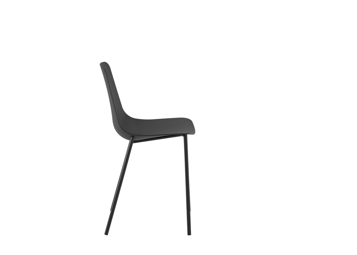 Dining Chair Frida Polypropylene Black Domestica – Side View on White