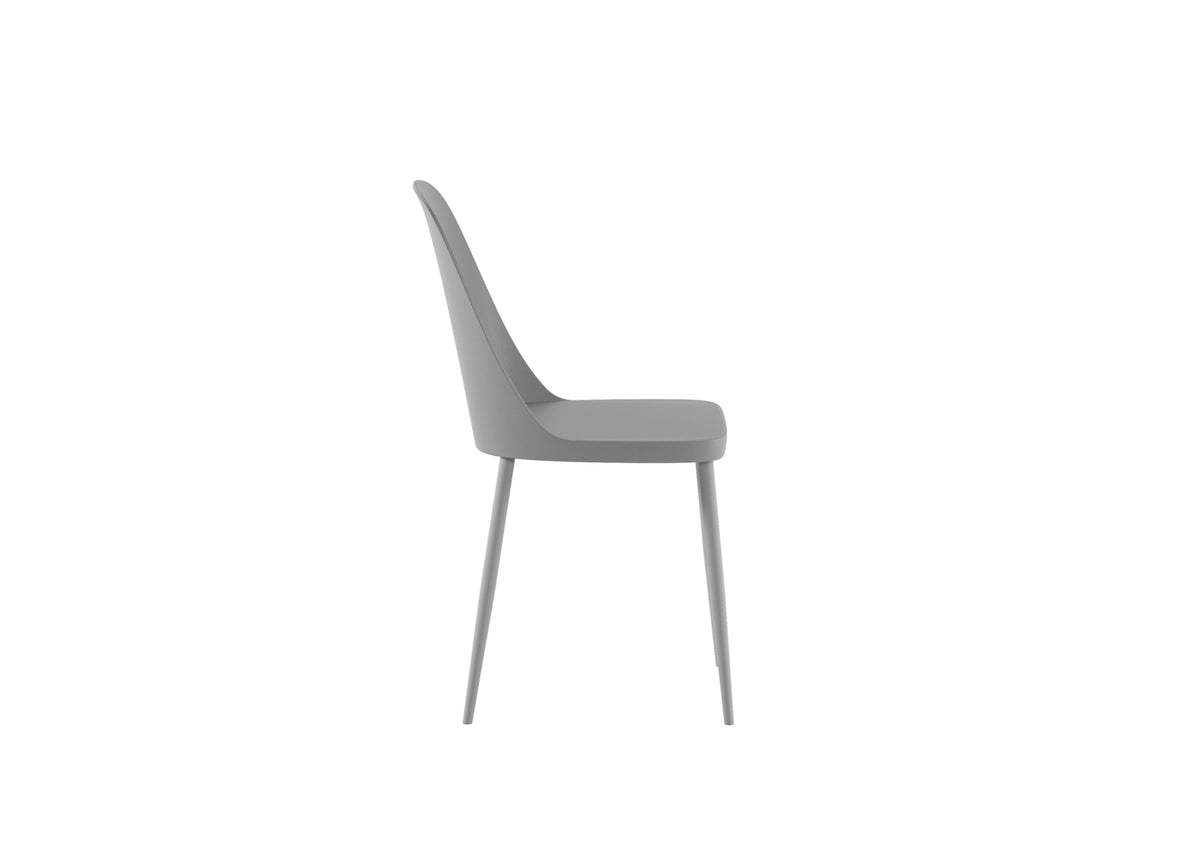 Dining Chair Tamara Polypropylene Light Grey Domestica – Side View on White