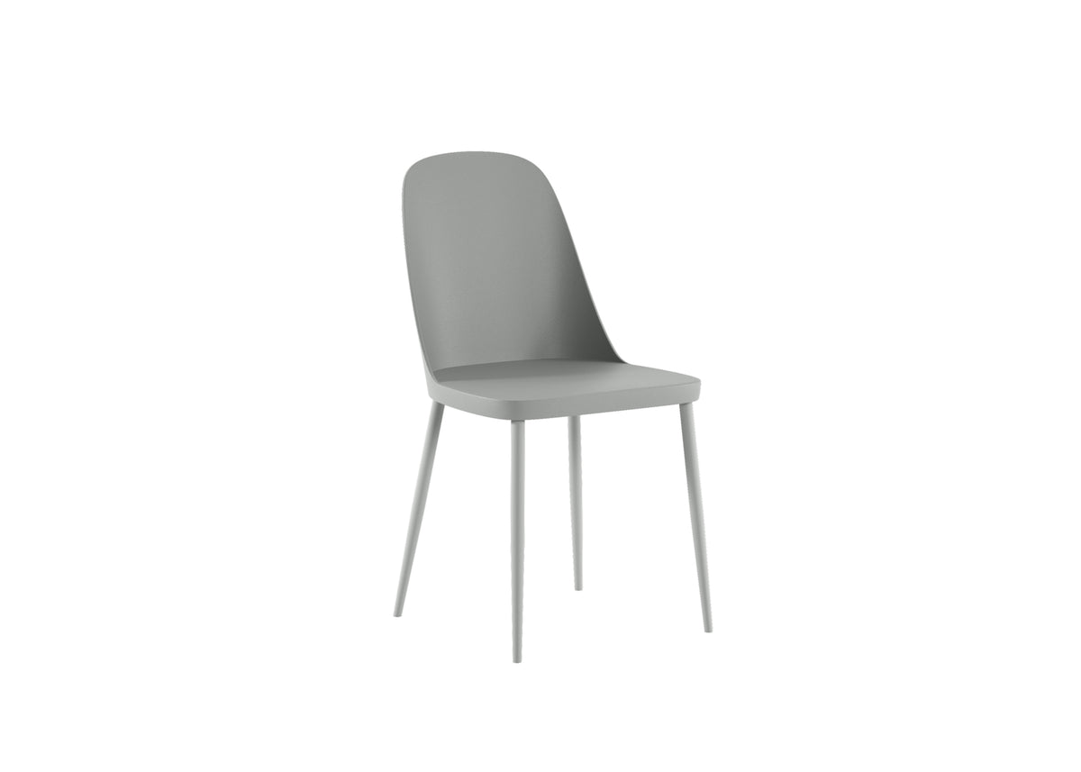 Dining Chair Tamara Polypropylene Light Grey Domestica – Three Quarter View on White