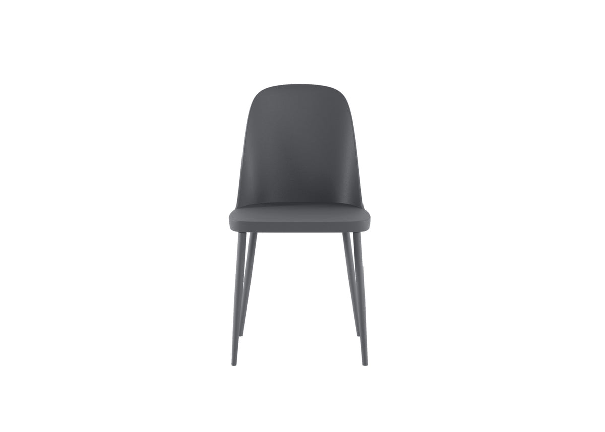 Dining Chair Tamara Polypropylene Dark Grey Domestica – Front View on White