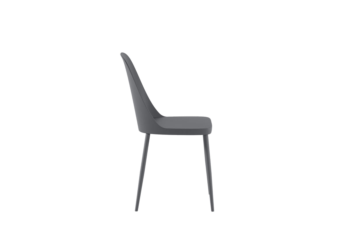 Dining Chair Tamara Polypropylene Dark Grey Domestica – Side View on White