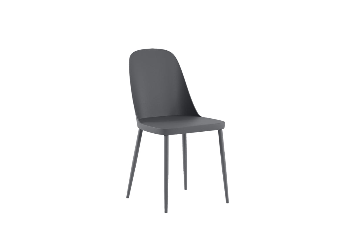 Dining Chair Tamara Polypropylene Dark Grey Domestica – Three Quarter View on White