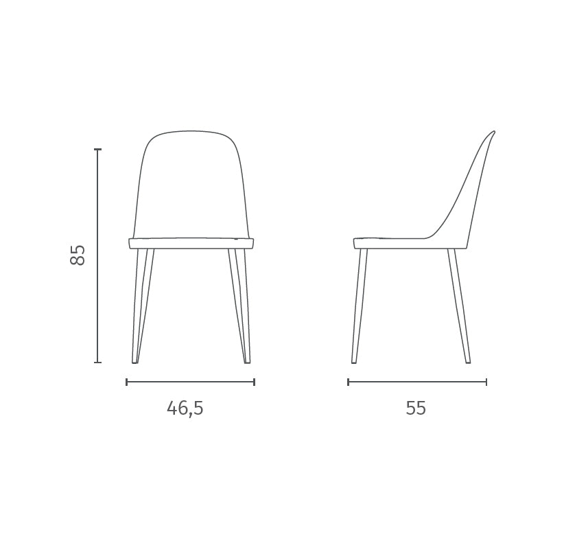 Dining Chair Tamara Polypropylene Mink Domestica – Dimensions Drawing