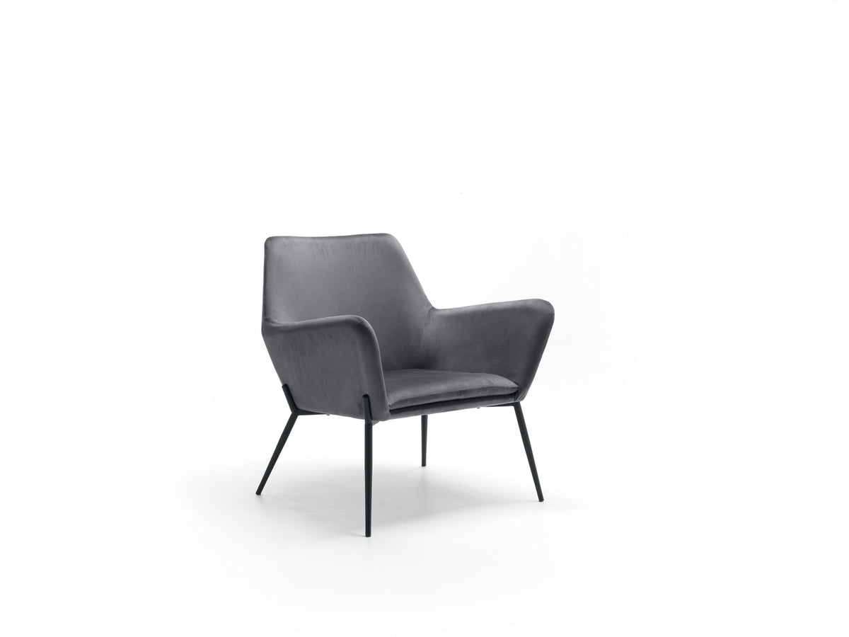 Armchair Gin Velvet Anthracite Domestica – Product View on White