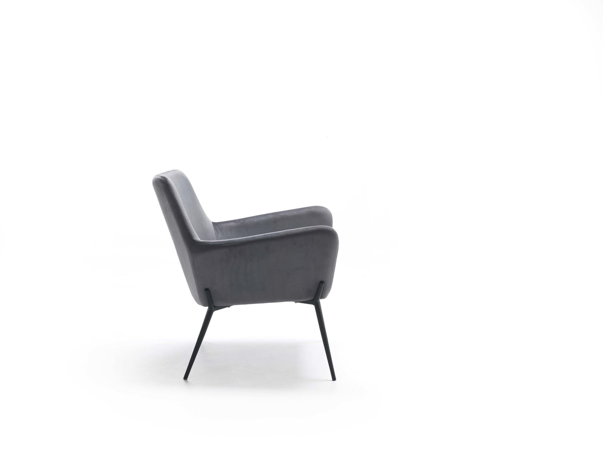 Armchair Gin Velvet Anthracite Domestica – Product View on White