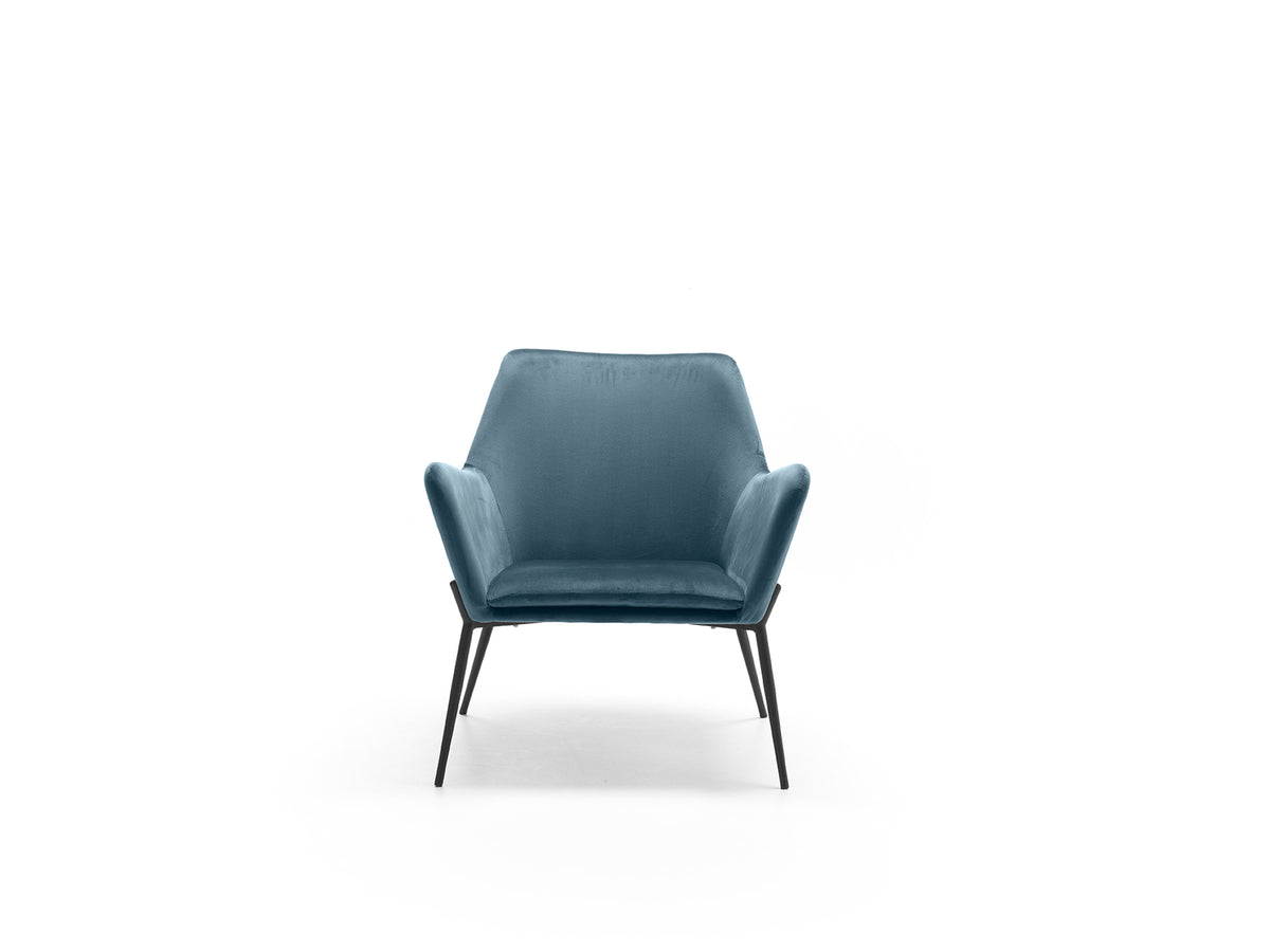 Armchair Gin Velvet Blue Domestica – Product View on White