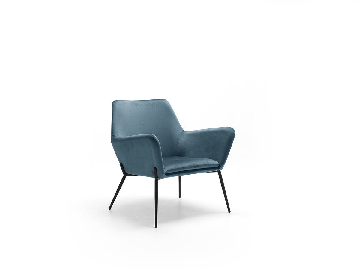 Armchair Gin Velvet Blue Domestica – Product View on White