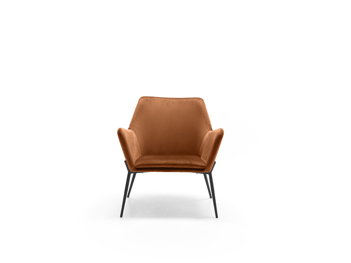 Armchair Gin Velvet Caramel Domestica – Product View on White