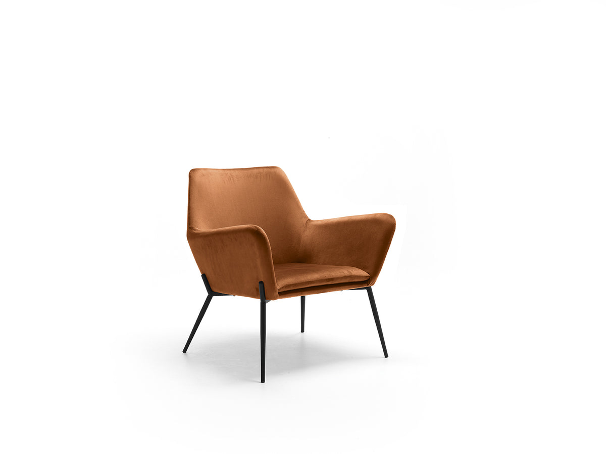 Armchair Gin Velvet Caramel Domestica – Product View on White