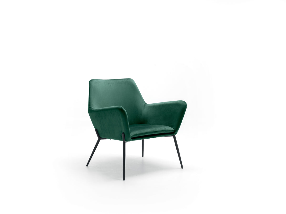Armchair Gin Velvet Green Domestica – Product View on White