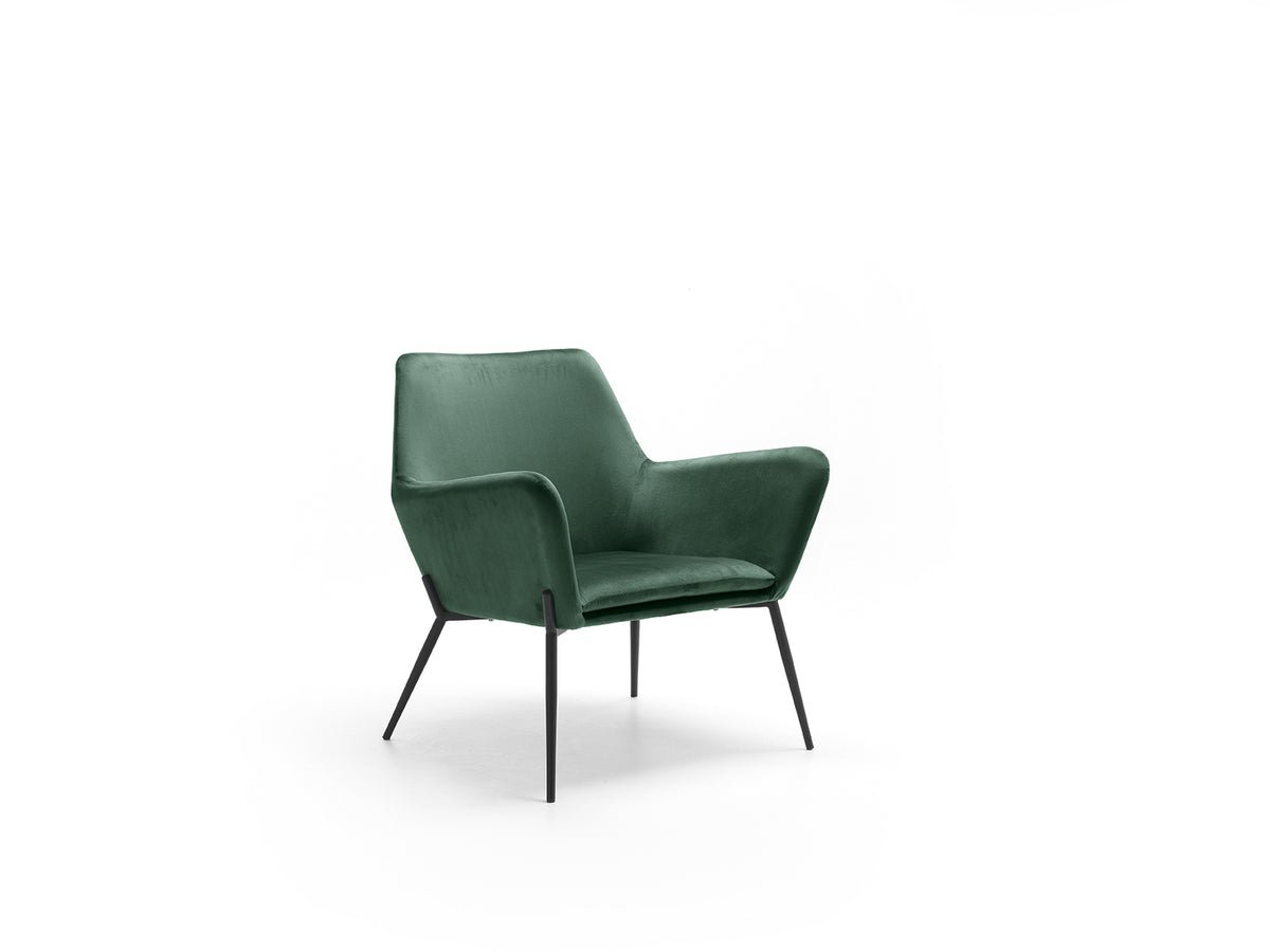 Armchair Gin Velvet Green Domestica – Product View on White