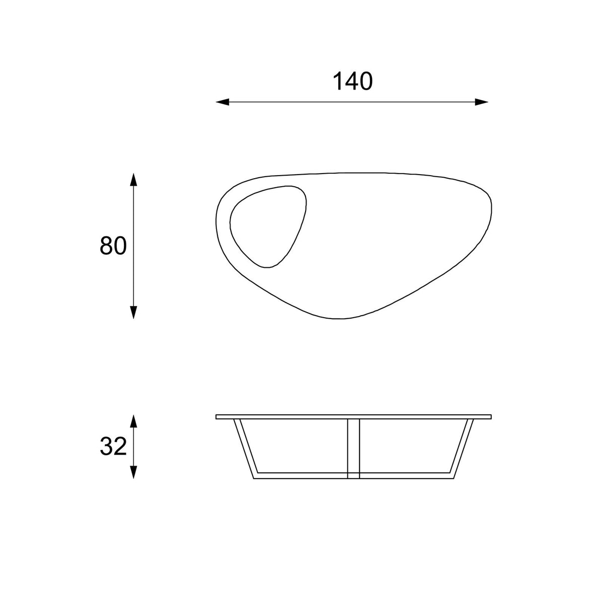 Coffee Table Drop Petrol Green Domestica – Dimensions Drawing