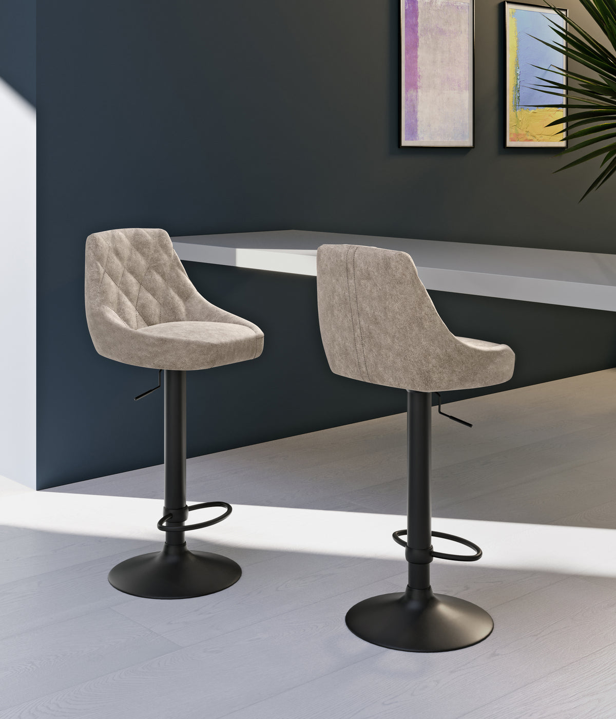 Adjustable Bar Stool Max Microfibre Beige Domestica – Lifestyle