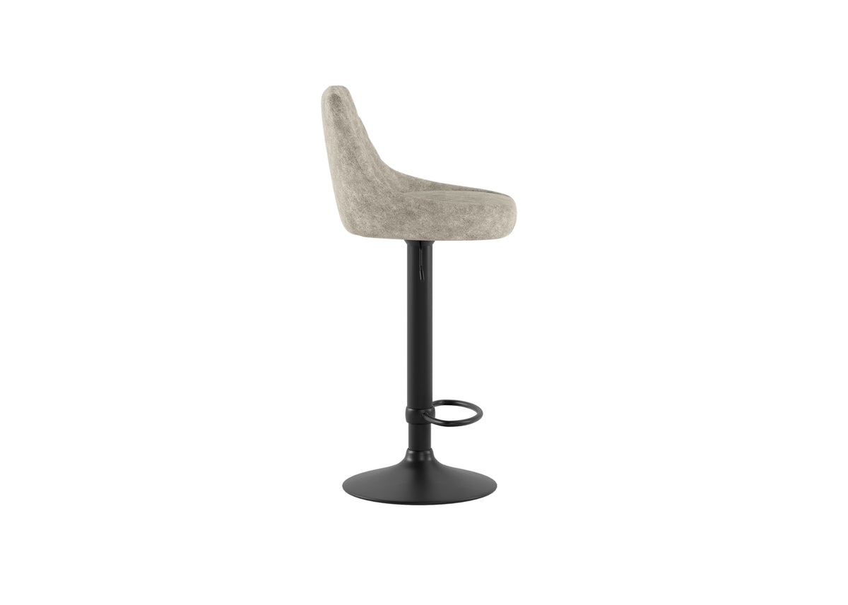 Adjustable Bar Stool Max Microfibre Beige Domestica – Side View on White