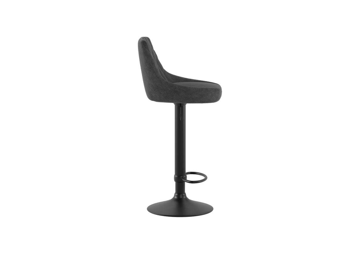 Adjustable Bar Stool Max Microfibre Dark Grey Domestica – Side View on White