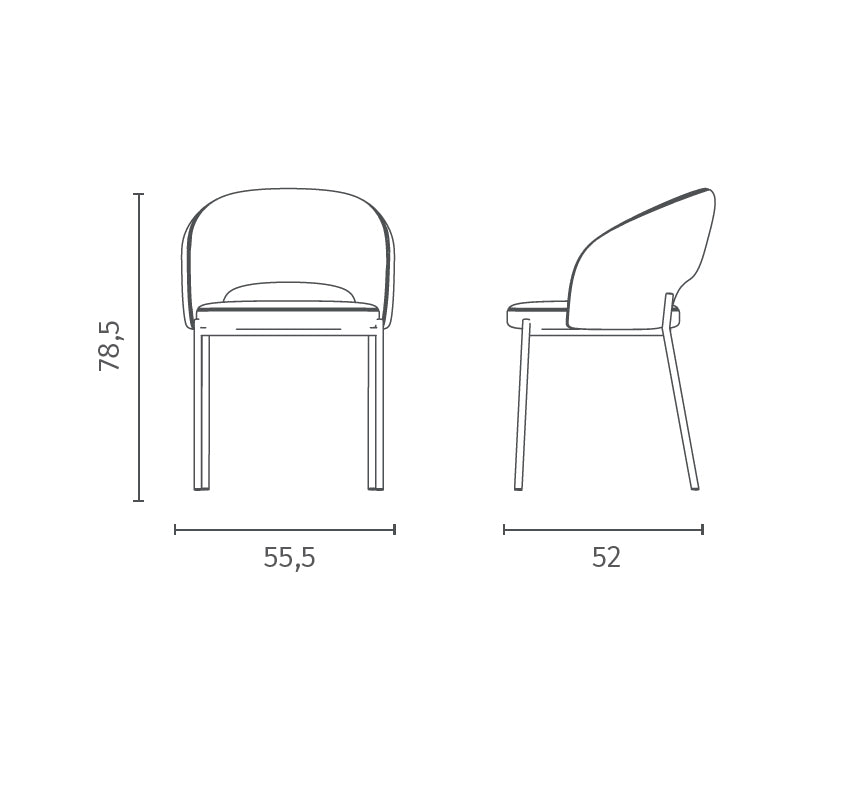 Dining Chair Greta Yellow Domestica – Dimensions Drawing