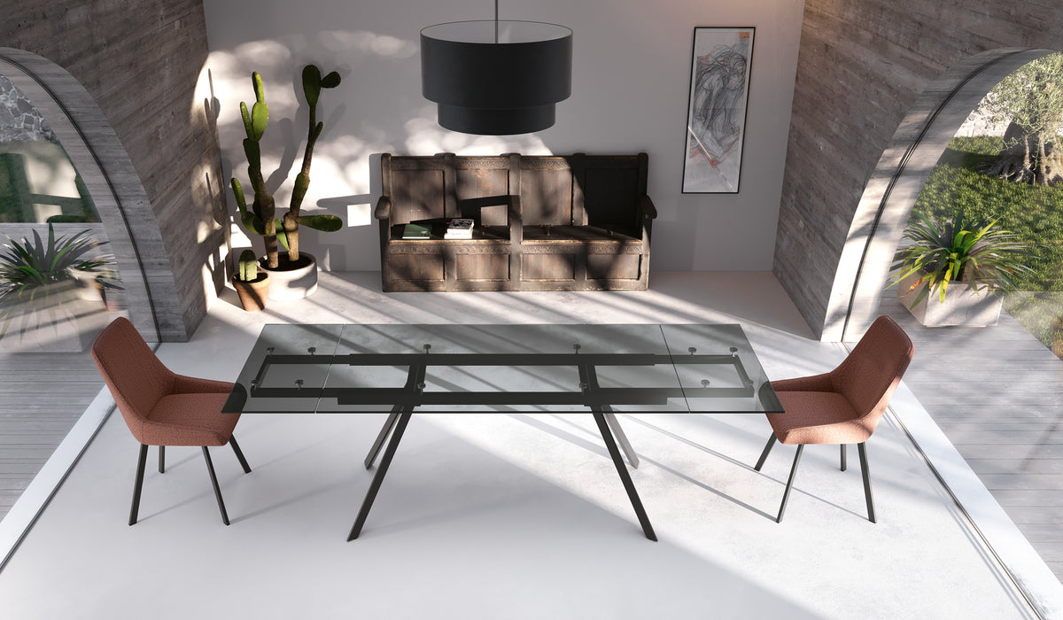 Extendable Dining Table Smokey 160-240 cm Glass Smoked Black / Black Domestica – Lifestyle