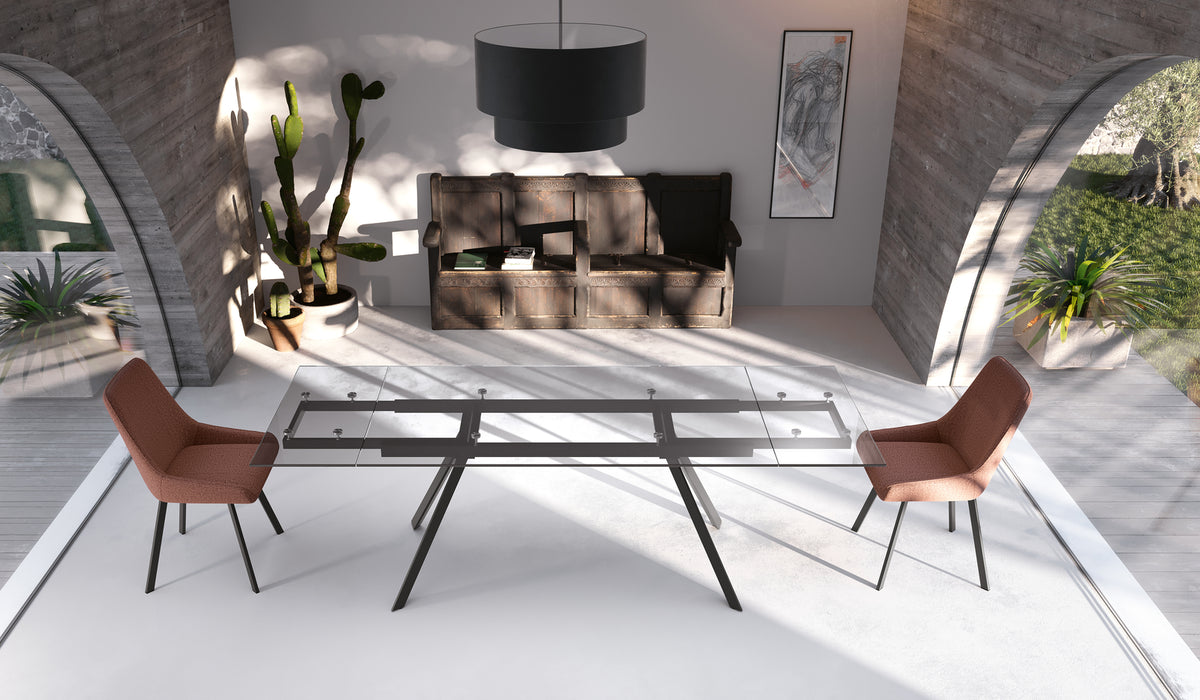 Extendable Dining Table Smokey 160-240 cm Clear Glass / Black Domestica – Lifestyle