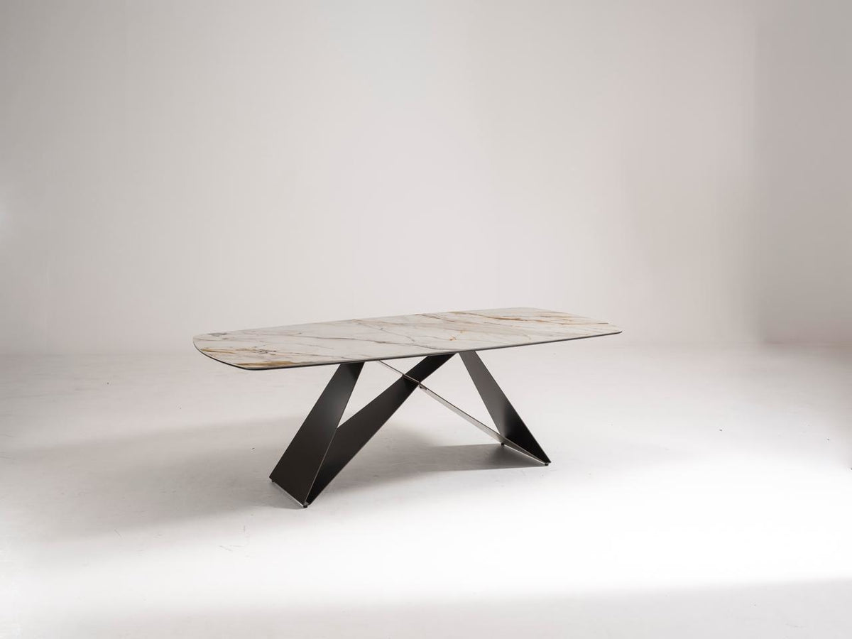 Dining Table Thanos 220 cm Ceramic Calacatta Borghini / Bronze Domestica – Dimensions Drawing