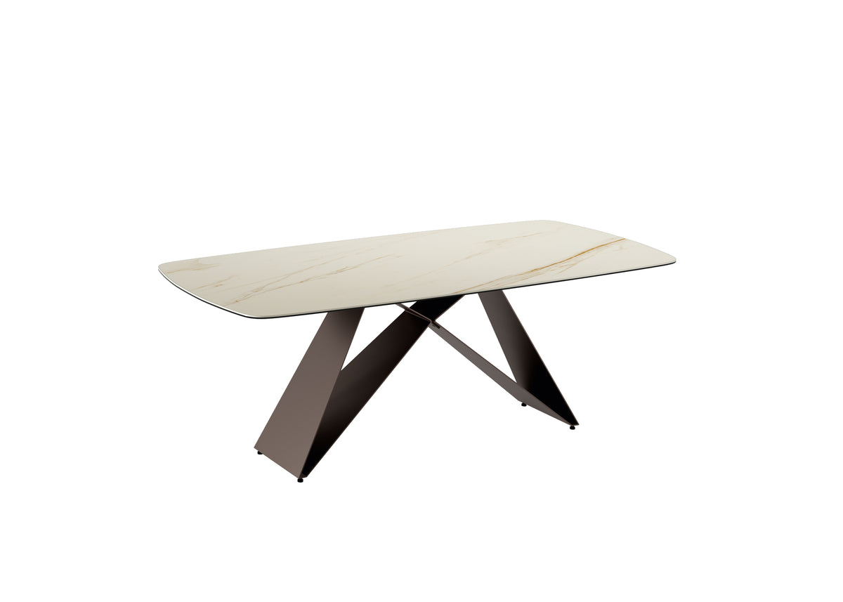 Dining Table Thanos 220 cm Ceramic Calacatta / Bronze Domestica – Product View on White