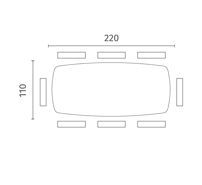 Dining Table Thanos 220 cm Ceramic Black Portoro / Black Domestica – Dimensions Drawing