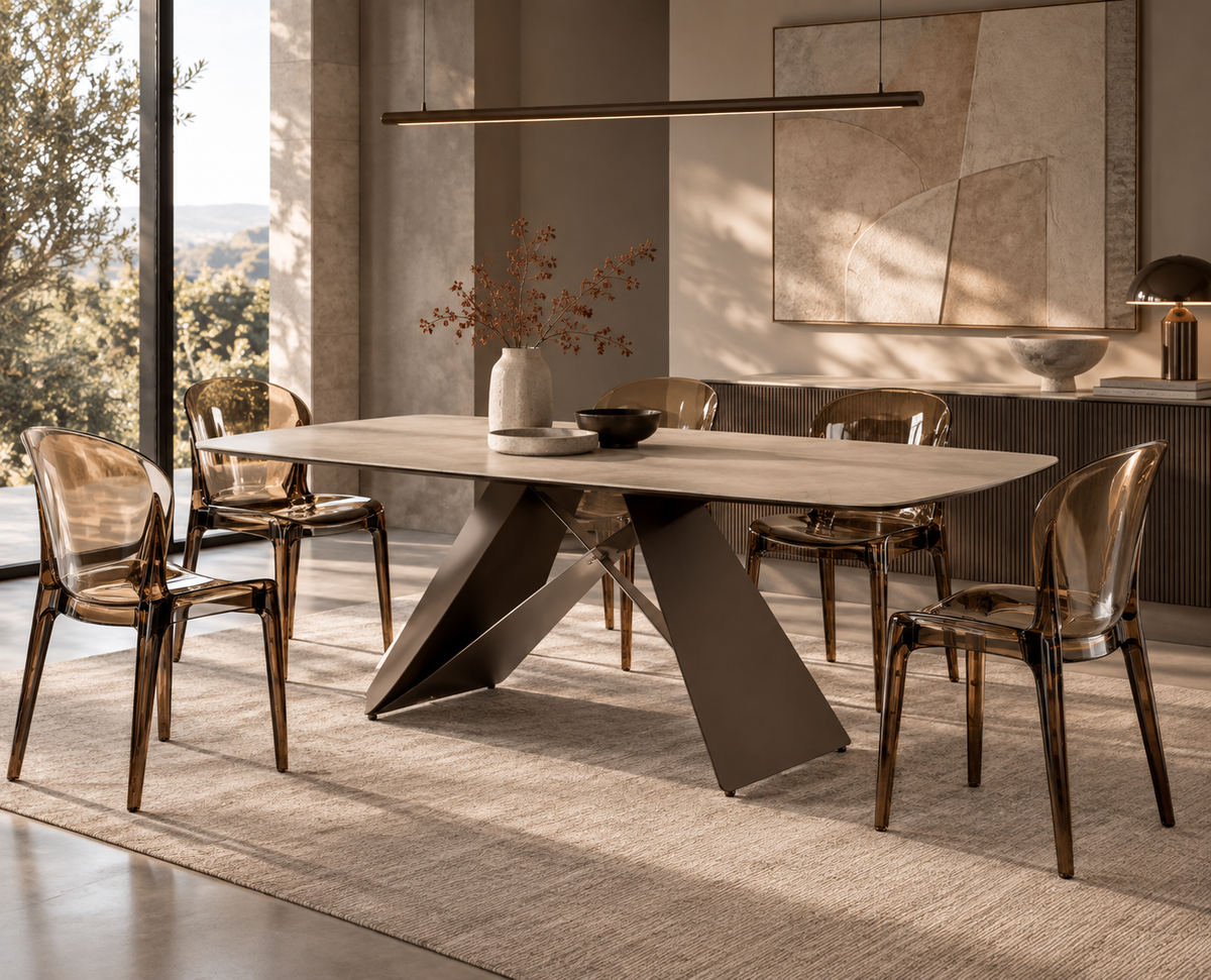 Dining Table Thanos 220 cm Ceramic Ivory Stone / Bronze Domestica – Dimensions Drawing