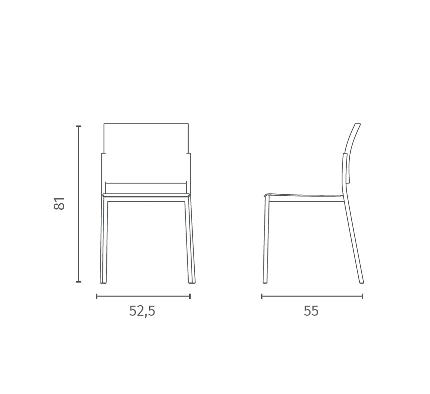Dining Chair Venus Polypropylene White Domestica – Dimensions Drawing