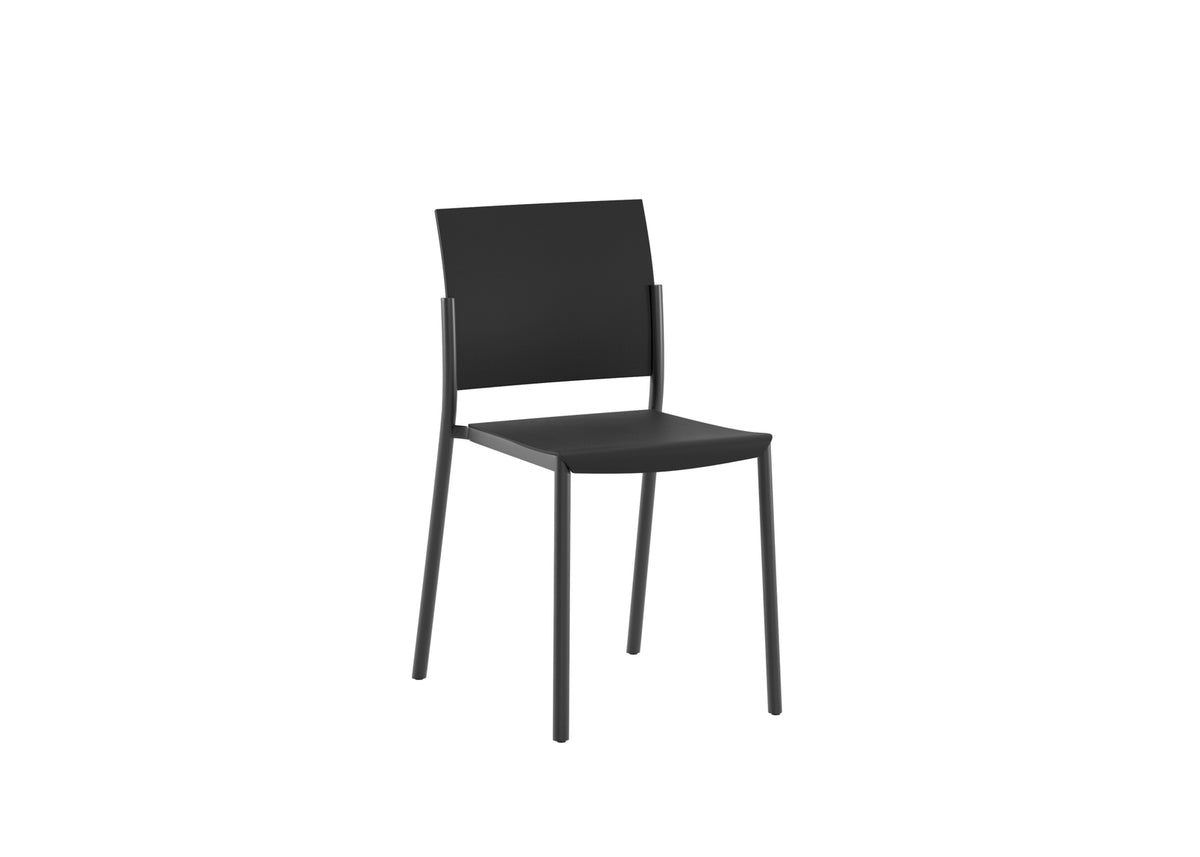 Dining Chair Venus Polypropylene Black Domestica – Three Quarter View on White