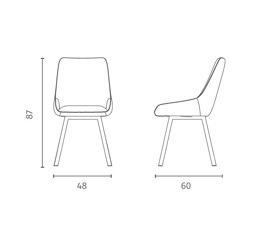 Dining Chair Fox Rust Domestica – Dimensions Drawing