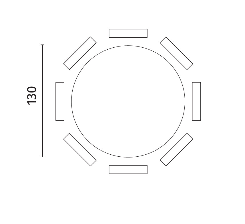 Round Dining Table Henry Ø130 cm Raw Oak Domestica – Dimensions Drawing