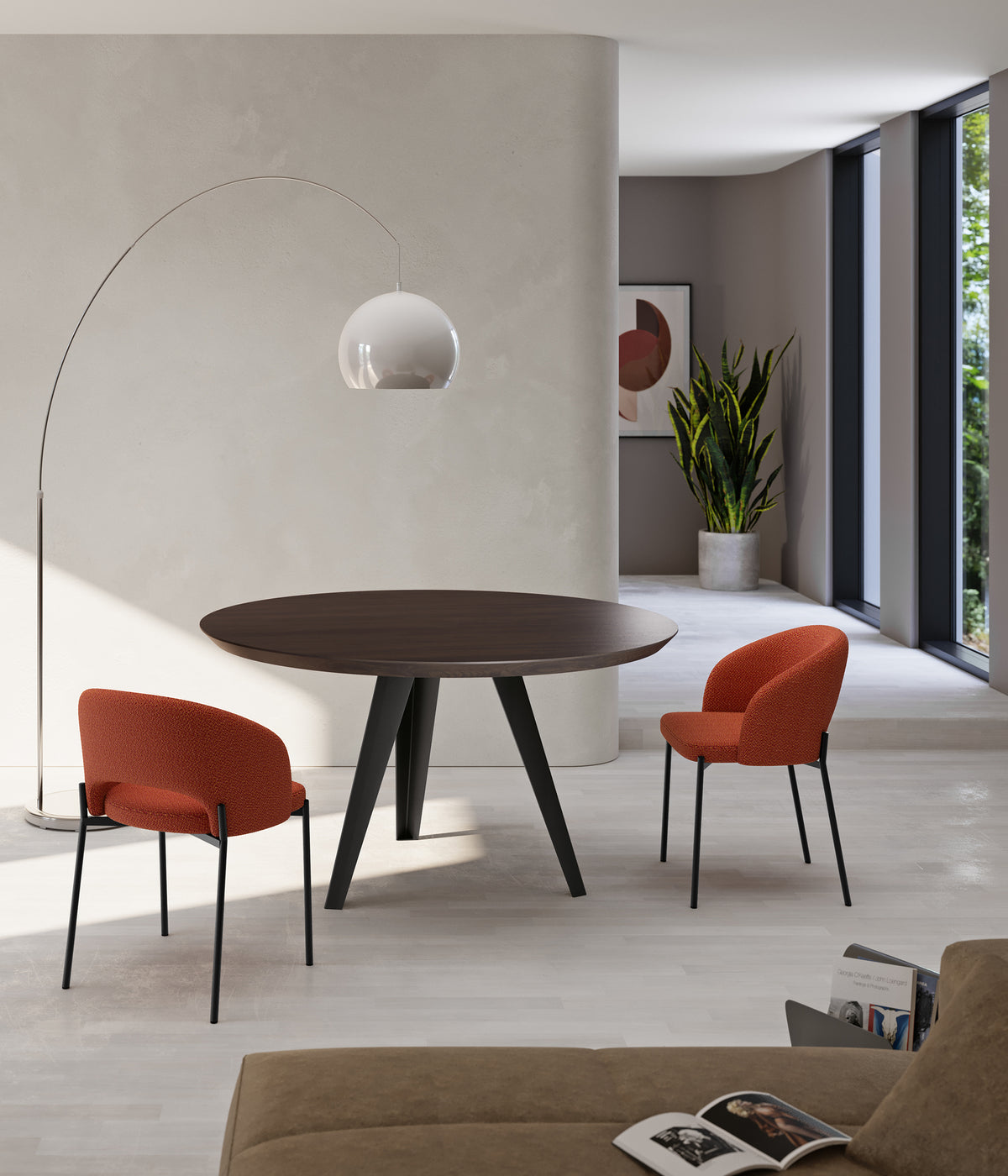Round Dining Table Henry Ø130 cm Thermo-Treated Oak Domestica – Lifestyle