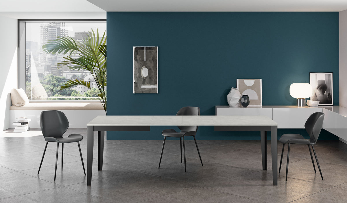 Extendable Dining Table Big 130-290 cm White Concrete / Black Domestica – Lifestyle