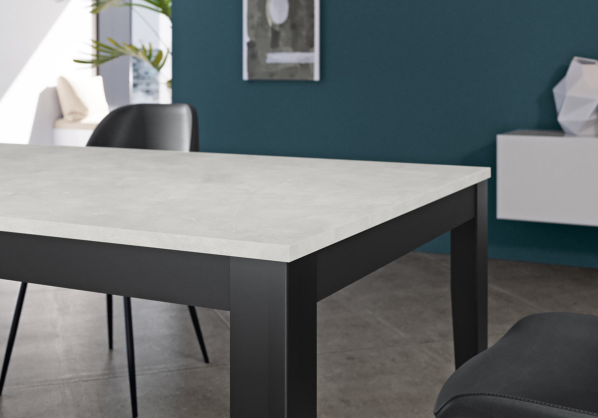 Extendable Dining Table Big 130-290 cm White Concrete / Black Domestica – Lifestyle